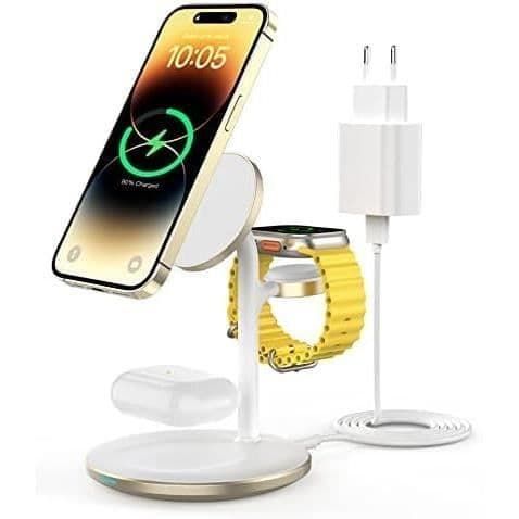 Trådlös laddstation 3 i 1 med QC 3.0-adapter på 18 W Kompatibel med iPhone 14 12-serien