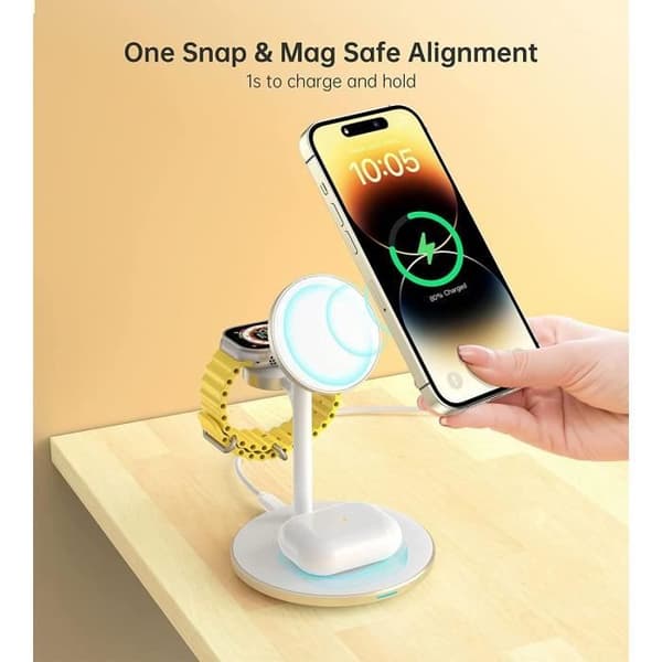 Trådlös laddstation 3 i 1 med QC 3.0-adapter på 18 W Kompatibel med iPhone 14 12-serien