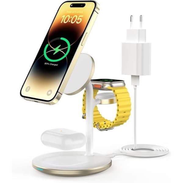 Trådlös laddstation 3 i 1 med QC 3.0-adapter på 18 W Kompatibel med iPhone 14 12-serien