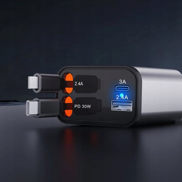 AUTOLATURI USB C 30W APPLE LIGHTING ÖTÖKÖNLAITTEELLE 12V 24V 4in1