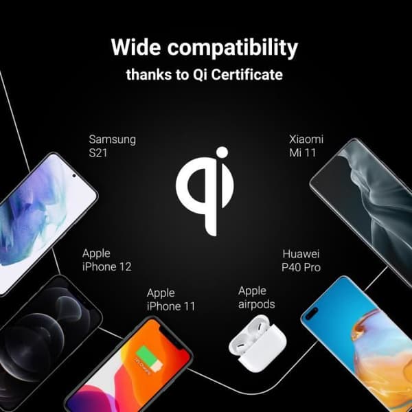 Green Cell GC AirJuice 15W trådlös laddare med snabbladdningsfunktion och Qi-certifikat