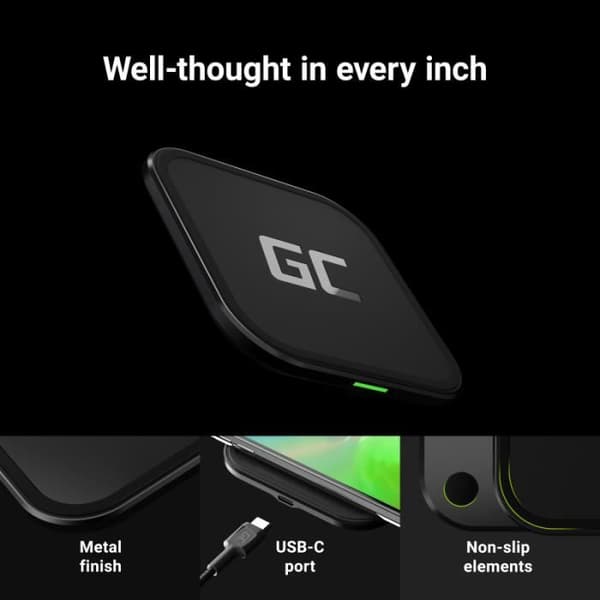 Green Cell GC AirJuice 15W trådlös laddare med snabbladdningsfunktion och Qi-certifikat
