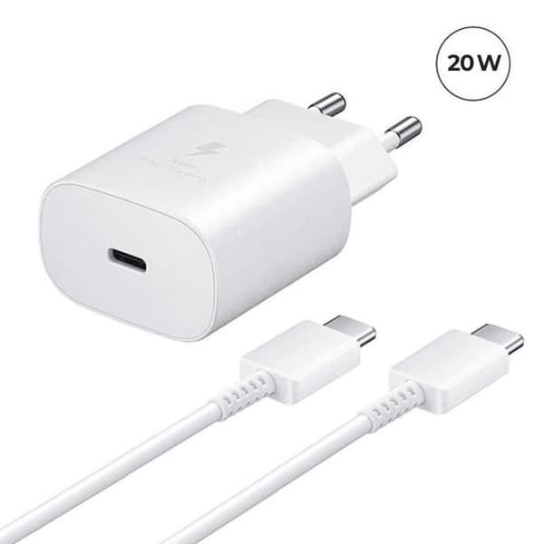 Snabbladdare 20W USB-C + USB-C till USB-C-kabel för Samsung Galaxy A11 SM-A115F 6.4" Vit - Yuan Yuan