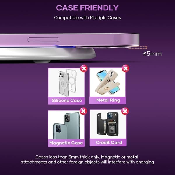 OBOSOE 15W hurtig Qi trådløs oplader – Kompatibel med iPhone 16/15/14/13/12/11/Pro Max/Mini/Plus/XR/X/8, Samsung Galaxy, AirPods og mere.