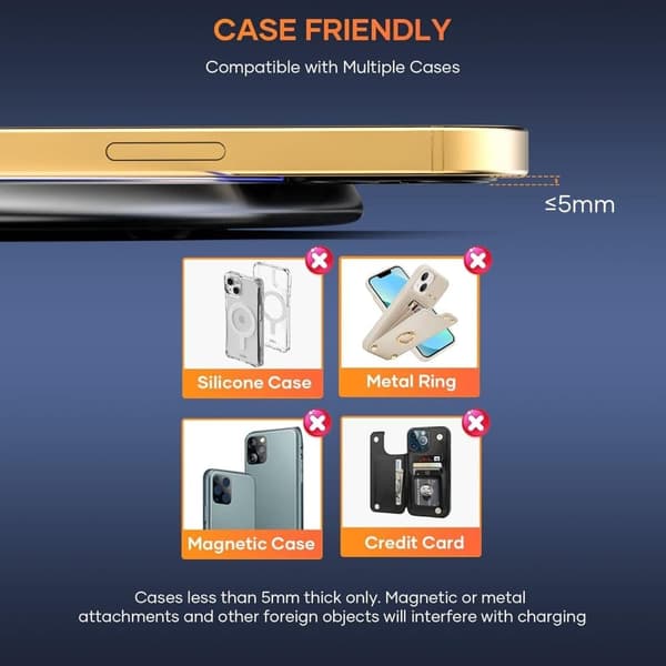 OBOSOE 15W hurtig Qi trådløs oplader – Kompatibel med iPhone 16/15/14/13/12/11/Pro Max/Mini/Plus/XR/X/8, Samsung Galaxy, AirPods og mere.