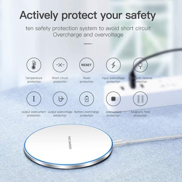 OBOSOE 15W hurtig Qi trådløs oplader – Kompatibel med iPhone 16/15/14/13/12/11/Pro Max/Mini/Plus/XR/X/8, Samsung Galaxy, AirPods og mere.