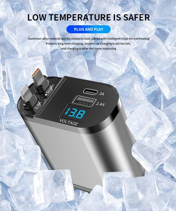 OBOSOE 2 Pack Billaddare 100w - Laddare för Bilen - iPhone/Samsung - USB-C