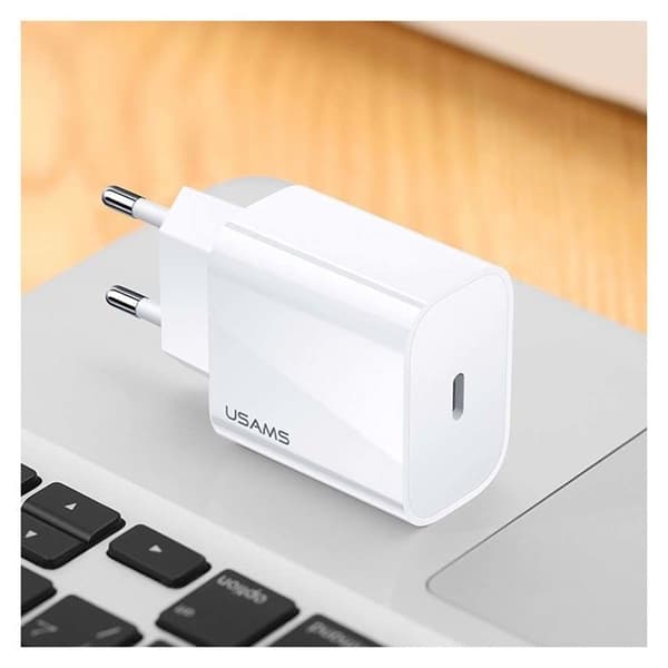 Laddare USB-C Power Delivery 3.0 20W Ultra Snabb Kompakt Usams Vit