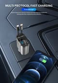 Miniatyrbild 3 av 8: OBOSOE 2 Pack Retractable Bil-Laddare – Dubbla USB-C Kablar, PD Snabbladdning, Spänningsmätare, Vattentålig Cigarettändaradapter