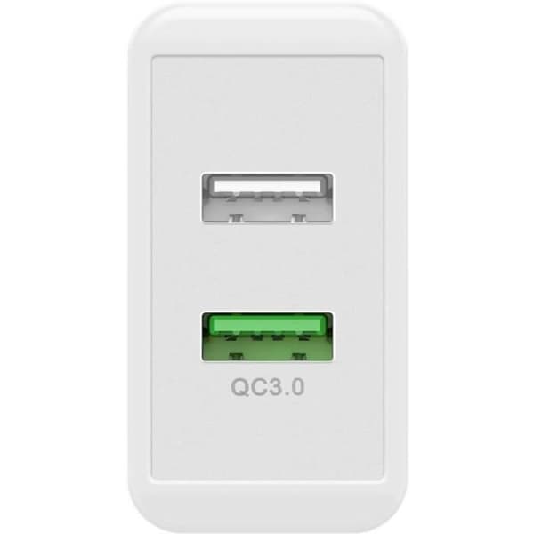 Dubbel USB QC3.0 28W snabbladdare upp till 4x snabbare Vit
