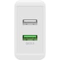 Miniatyrbild 3 av 4: Dubbel USB QC3.0 28W snabbladdare upp till 4x snabbare Vit