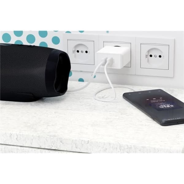 Dubbel USB QC3.0 28W snabbladdare upp till 4x snabbare Vit