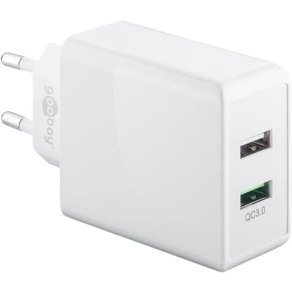 Dubbel USB QC3.0 28W snabbladdare upp till 4x snabbare Vit
