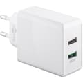 Miniatyrbild 2 av 4: Dubbel USB QC3.0 28W snabbladdare upp till 4x snabbare Vit