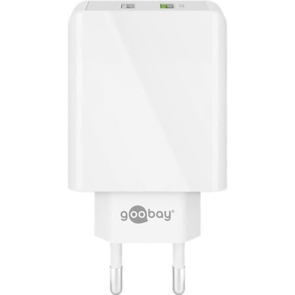 Dubbel USB QC3.0 28W snabbladdare upp till 4x snabbare Vit Vit