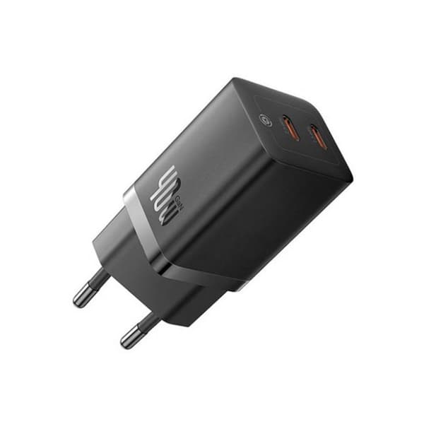 SNABBLADELARE BASEUS GAN 5 PRO, C+C, 40W, EUROPEISK VERSION. Svart
