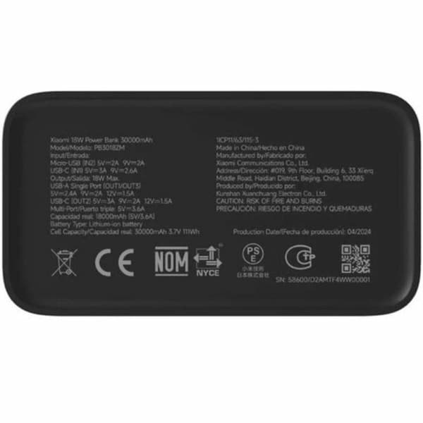 Laptop-oplader Xiaomi PB3018ZM Sort 30000 mAh