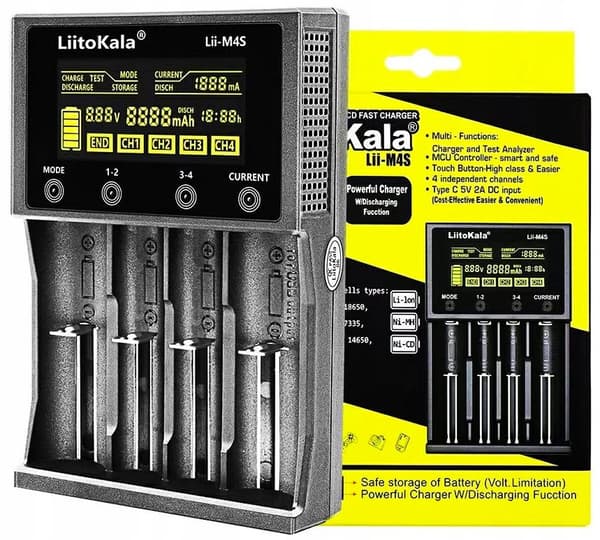 Universal oplader til AAA 18650 LiitoKala Lii-M4S batteripakker