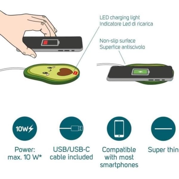 Trådlös Laddare - Legami - VWCHAR0001 - Flerfärgad Avocade - 10W - Qi-kompatibel