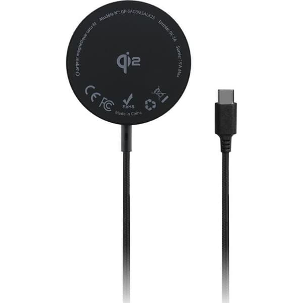 Pad Stand induktiv magnetisk 15W Telefon+Buds (Qi2) Svart