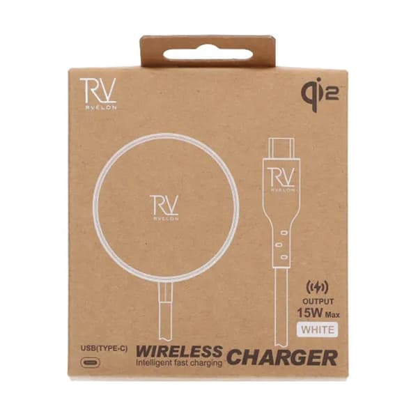 Rvelon Trådlös MagSafe Laddare med Stativ Qi2 15W USB-C - Vit