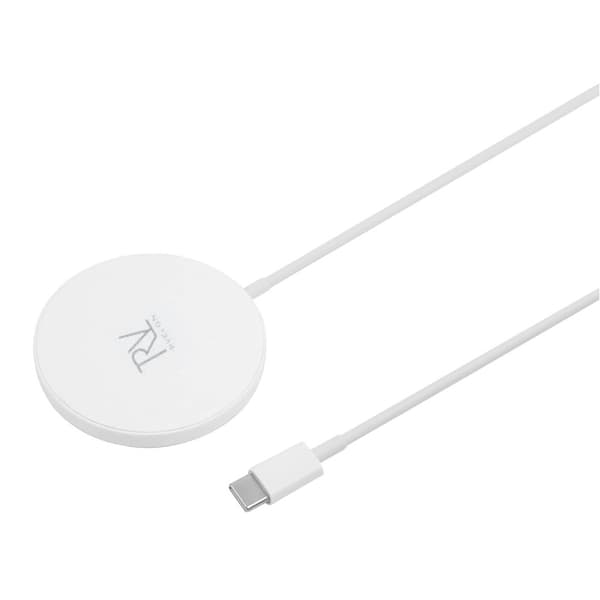 Rvelon Trådlös MagSafe Laddare med Stativ Qi2 15W USB-C - Vit