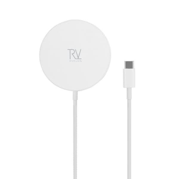 Rvelon Trådlös MagSafe Laddare med Stativ Qi2 15W USB-C - Vit