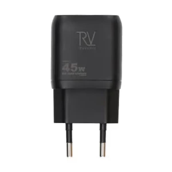 Rvelon USB C Väggladdare 45W GaN Dubbel Port- Svart