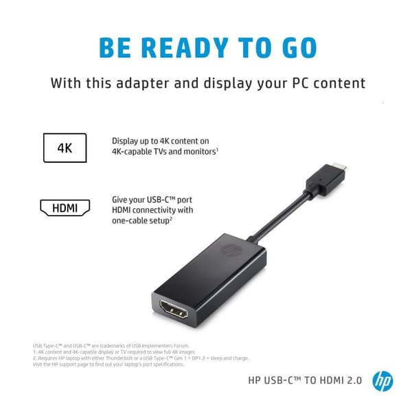 HP USB-C til HDMI 2.0-adapter, 2PC54AA#ABB