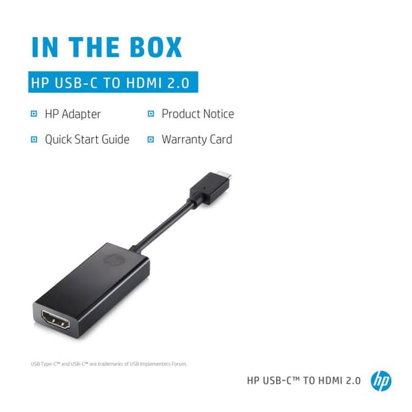 HP USB-C til HDMI 2.0-adapter, 2PC54AA#ABB