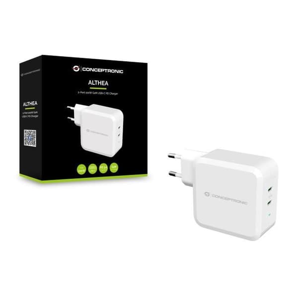 Laddare - CONCEPTRONIC - ALTHEA08W - Inomhus - 2 USB-C-portar - Vit