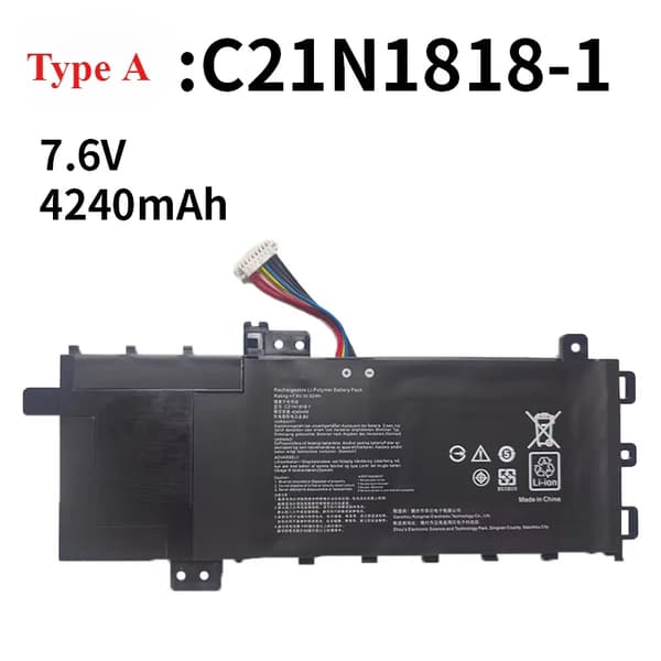 Laptopbatteri, 7,6V spænding, 4240mAh kapacitet,Type A