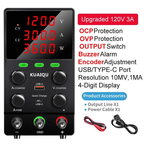 Säädettävä tasavirtalähde, OCP OVP -suojaus, 30V lähtö,AC 220V, OCP OVP 120V3A