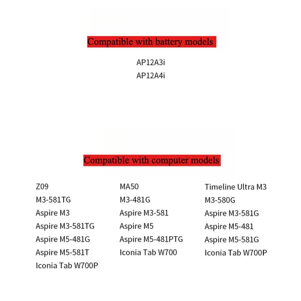 AP12A3i Laptopbatteri, 4850mAh kapacitet, 14.1V spænding,AP12A3i