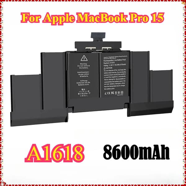MacBook Pro 15" Batteriudskiftning, 8600mAh Kapacitet, 11.36V Spænding,A1618