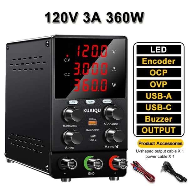 Virtalähdeyksikkö, 60V 5A OCP OVP, 120V 3A OCP OVP,120V 3A OCP OVP, AC 220V