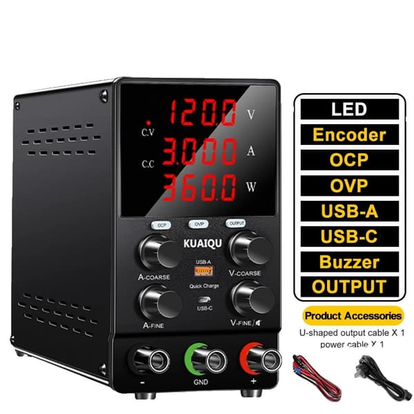 Virtalähdeyksikkö, 60V 5A OCP OVP, 120V 3A OCP OVP,120V 3A OCP OVP, AC 220V