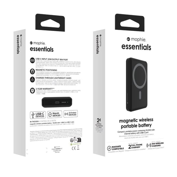 Mophie essentials snap+ trådlös powerbank 10000mAh– MagSafe & USB‑C, 15 W
