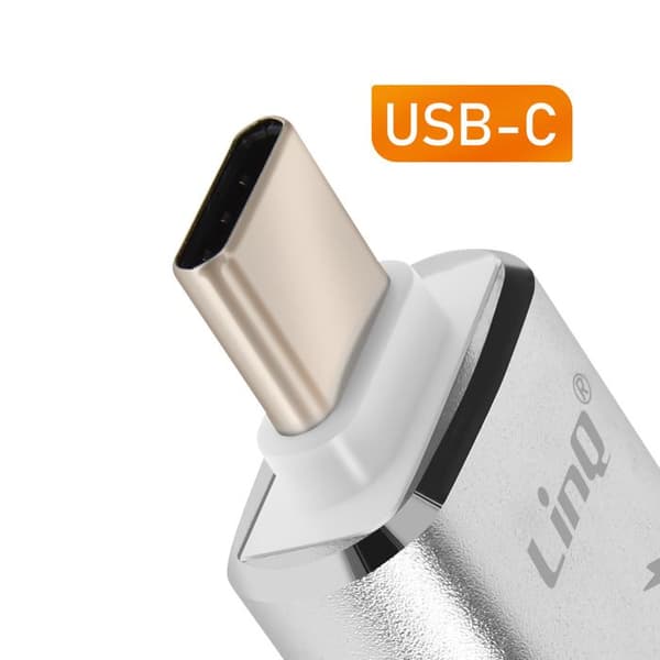 OTG USB- och USB C-adapter till USB C Kompakt LinQ Silver