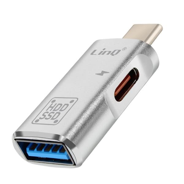 OTG USB- och USB C-adapter till USB C Kompakt LinQ Silver