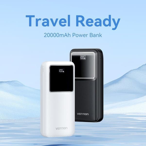 Vention Power Bank 20000mAh 22,5W med Display LED Svart