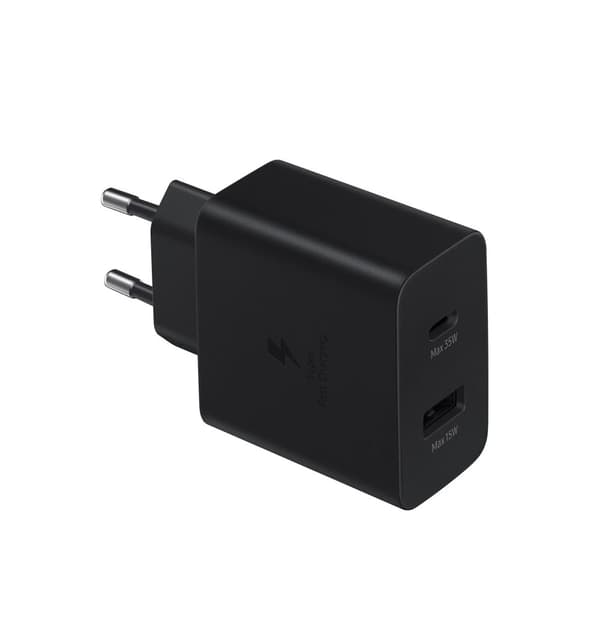 Samsung 35W PD StrömadapterDuo (USB-C, USB-A) Väggladdare  bulk -Svart Svart