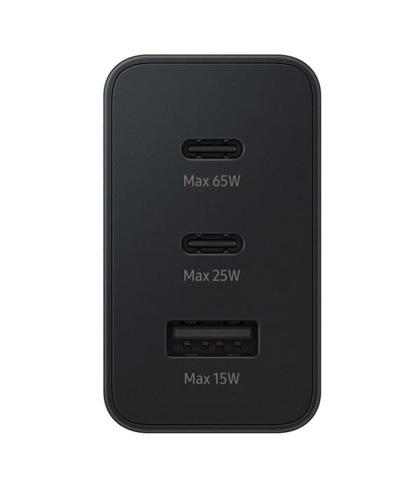 Samsung 65W PD Strömadapter Trio (USB-C x 2, USB-A) Väggladdare - Svart