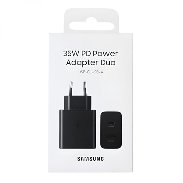 Samsung 35W PD Strömadapter Duo (USB-C, USB-A) Väggladdare -Svart Svart