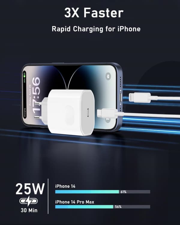 Pikalaturi iPhone 14/14 Pro/14 Pro Max / 14 Plus 13 12 11:lle, 20 W alkuperäinen USB-C-laturi, pikaliitin 2 m kaapelilla