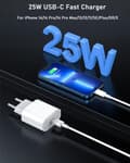 Pikkukuva 2 / 7: Pikalaturi iPhone 14/14 Pro/14 Pro Max / 14 Plus 13 12 11:lle, 20 W alkuperäinen USB-C-laturi, pikaliitin 2 m kaapelilla