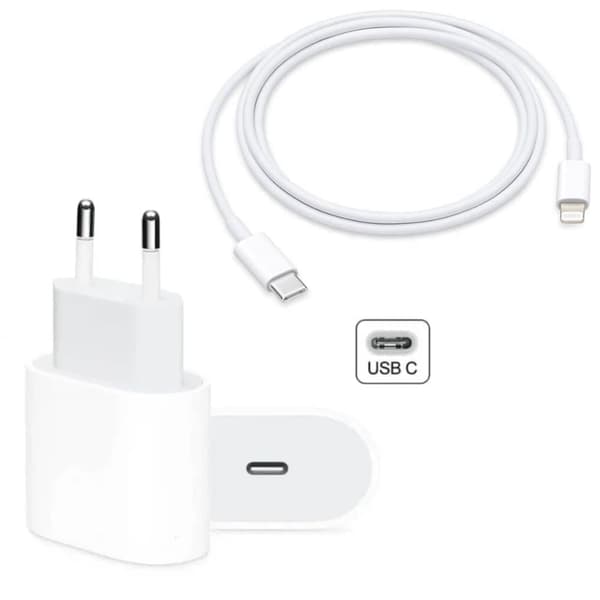 iPhone oplader - hurtig oplader 20W PD adapter + 2 meter kabel