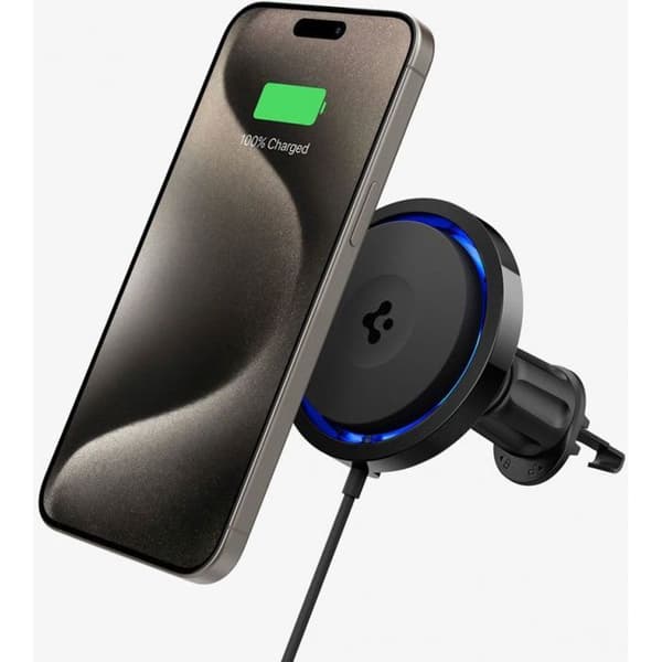 Spigen Trådlös bilsnabbladdare OneTap Pro 3 Cryomax MagSafe (luftgallersfäste), svart