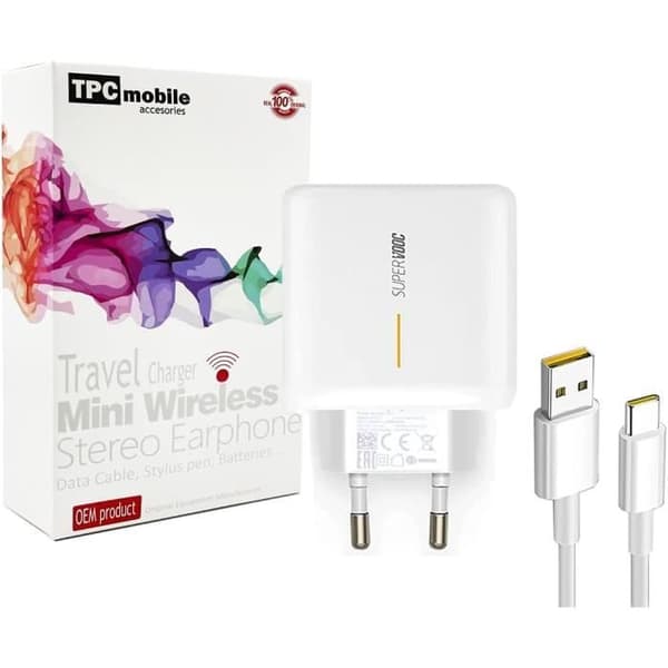 Laddare 65 W - TPC MOBILE - Super Dart Charge - USB-C - Kompakt - Lätt