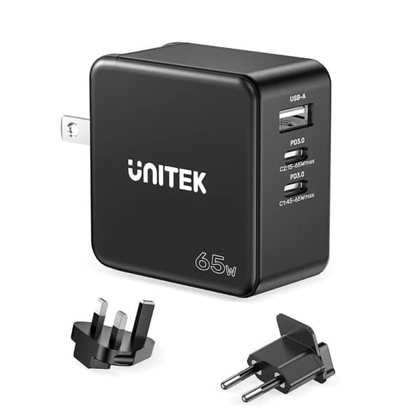 Vægoplader Unitek P1117B Sort 65 W (1 enheder) Sort
